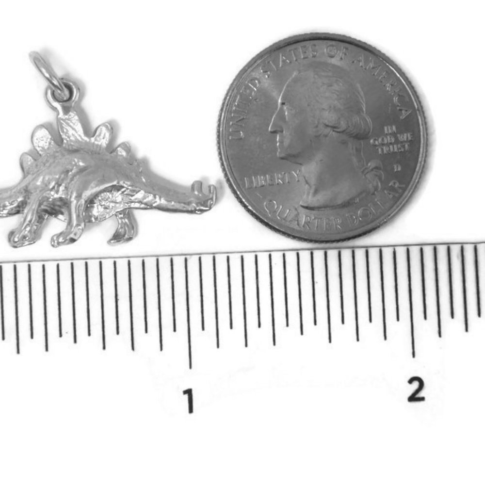 .925 Sterling Silver Stegosaurus Dinosaur Pendant - Picture 5 of 6